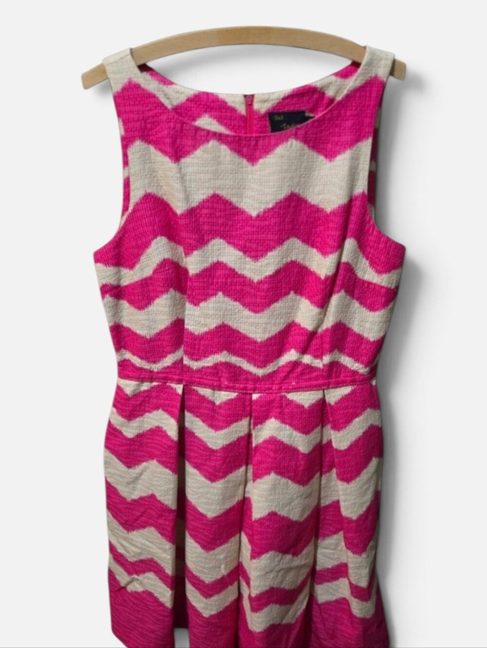 Just Taylor Pink White Chevron Textured Fit & Flare Dress Size 14